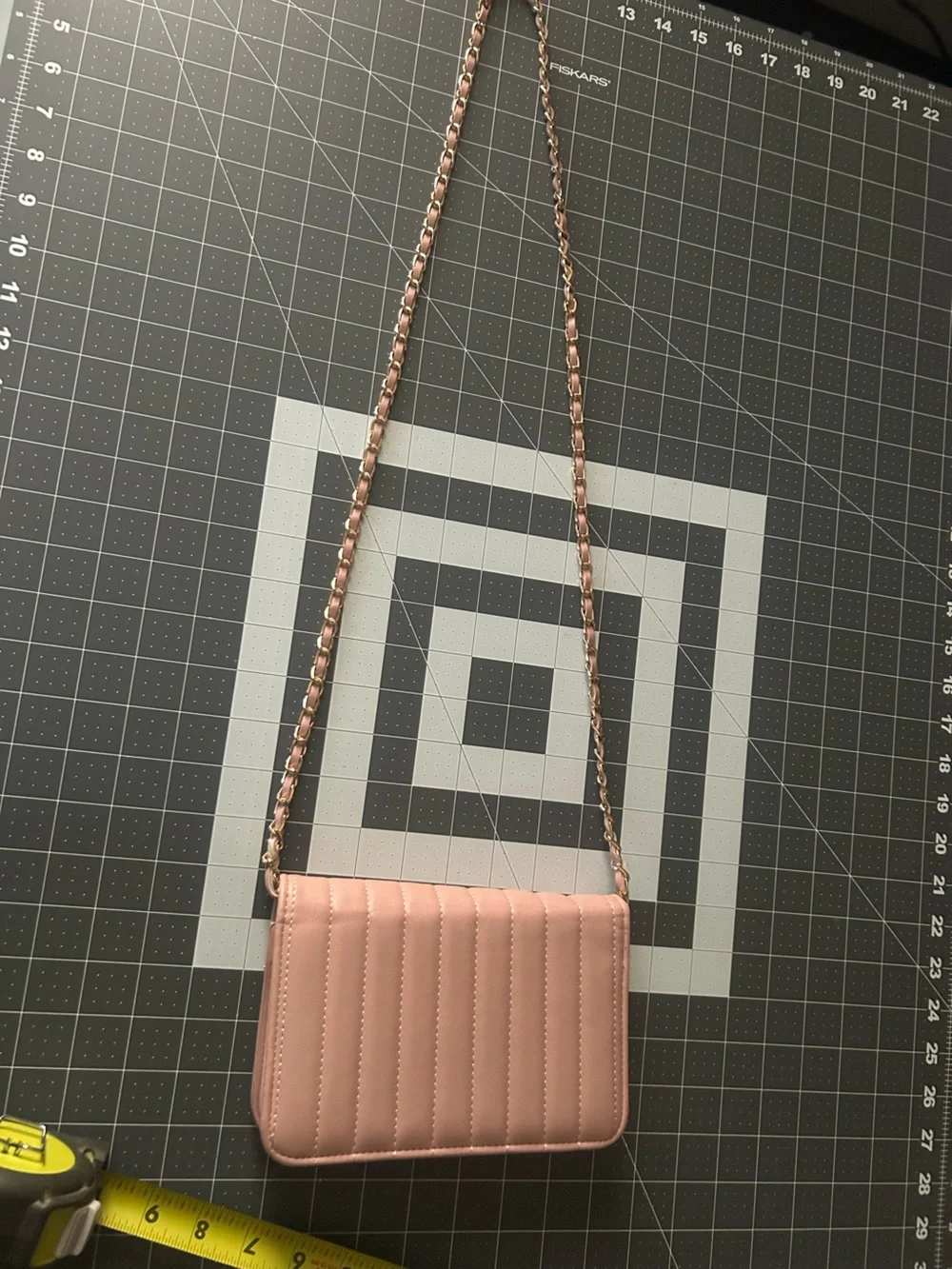 bebe Quilted Pink Crossbody with Gold Chain